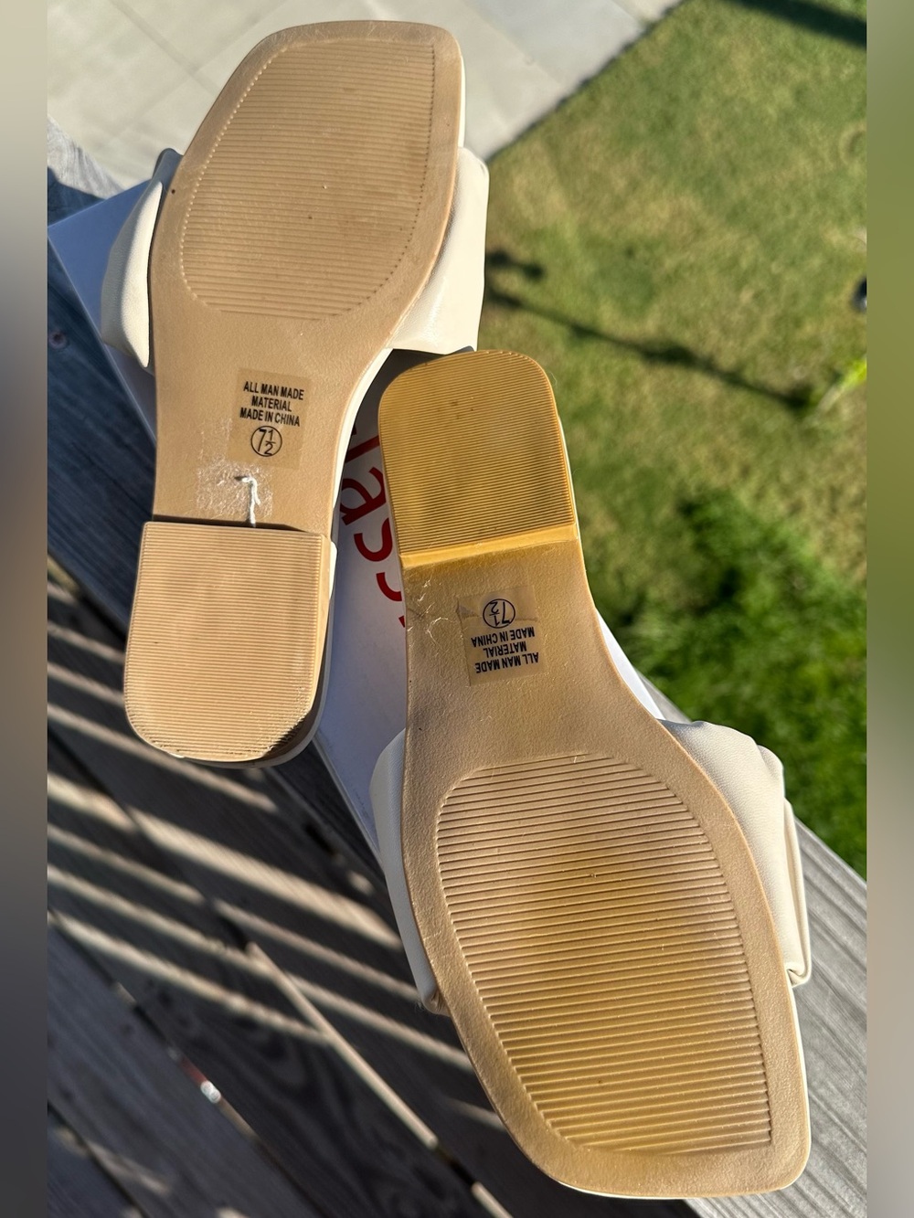 Cityclassified Neutral Ruched Slide Sandals in Cream - Picture 3 of 6